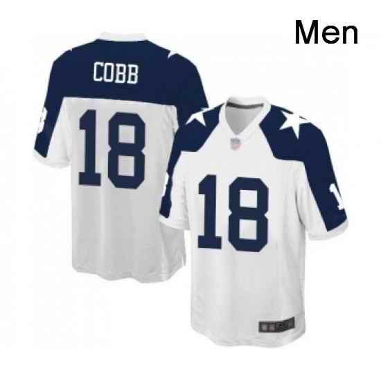 Mens Dallas Cowboys 18 Randall Cobb Game White Throwback Alternate Football Jersey